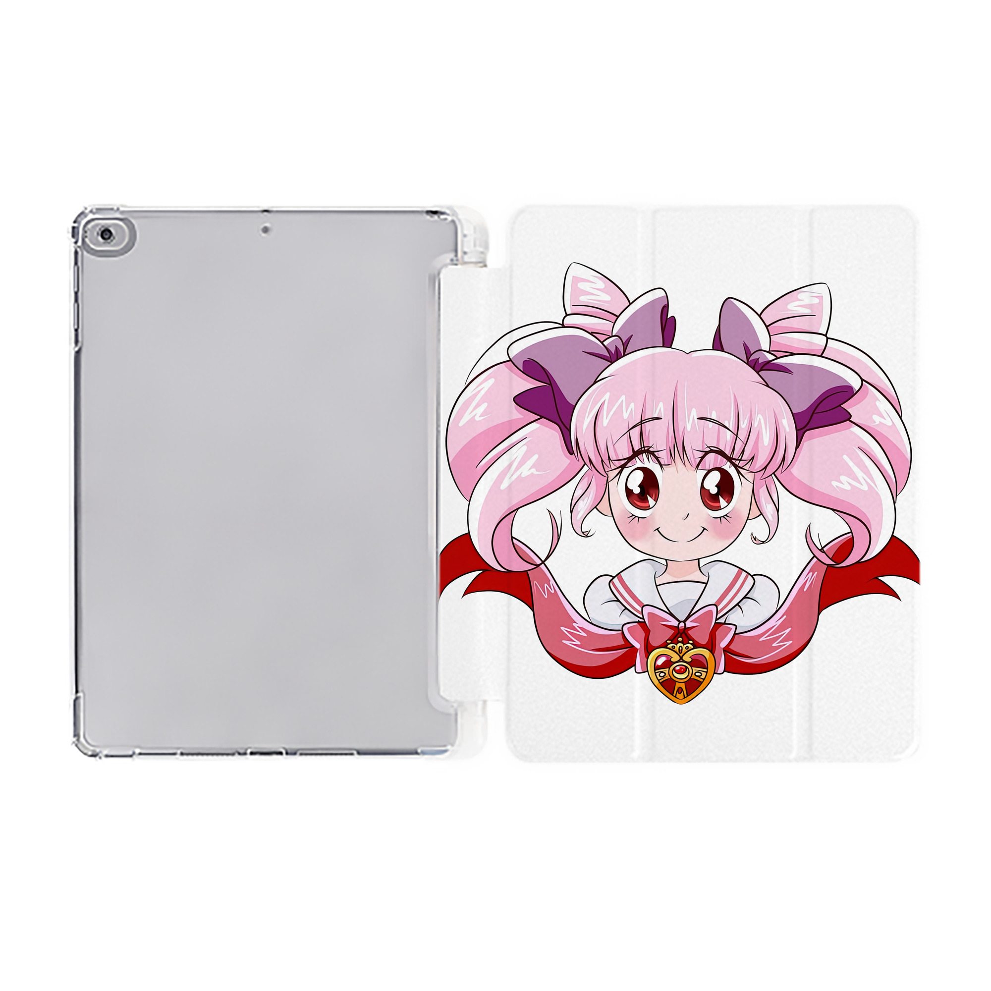 （画像用） 美少女戦士セーラームーン ちびうさ Sailor Moon Chibiusa Tsukino Usagi Small Lady Serenity IPad ケース ペン収納付き 三つ折りスタンド PUレザー×シリコン 対応機種9.5/10.5/10.9インチ